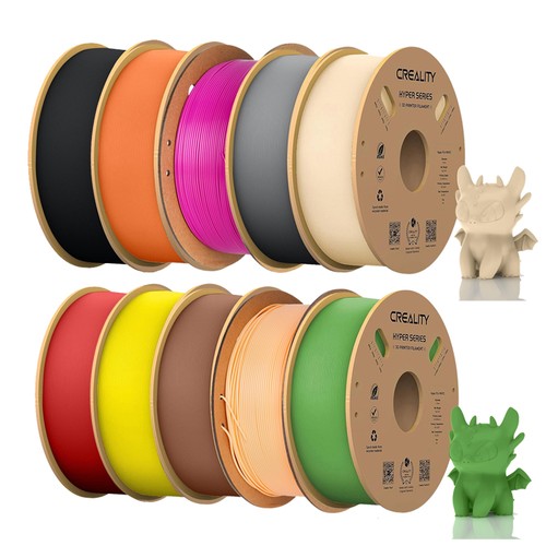 10kg Creality Hyper-PLA Filament - (1kg Black +1kg Red+1kg Peachy-Pink + 1kg Gray + 1kg Yellow + 1kg Orange + 1kg Brown + 1kg Skin Color + 1kg Green + Strawberry Red)