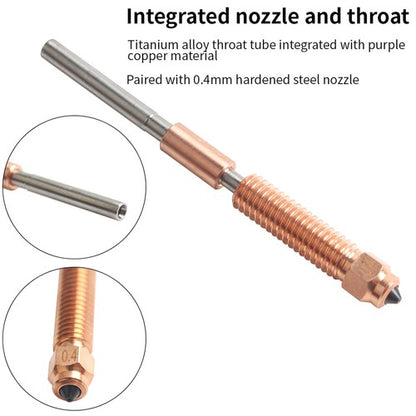 FYSETC 0.4mm Integrated Nozzle And Throat for Creality K1/ K1 Max/ K1C/ Ender-3 V3 3D Printer