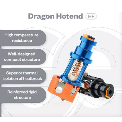 Phaetus Dragon Hotend High Flow Edition, for Prusa/Creality CR-10/Ender 3, 500 Celsius degrees Temperature Resistance, Compatible with All Filaments, PLA, ABS, PETG, TPU, PP, PC, Nylon, PEEK, PEI and Composite Materials, Black