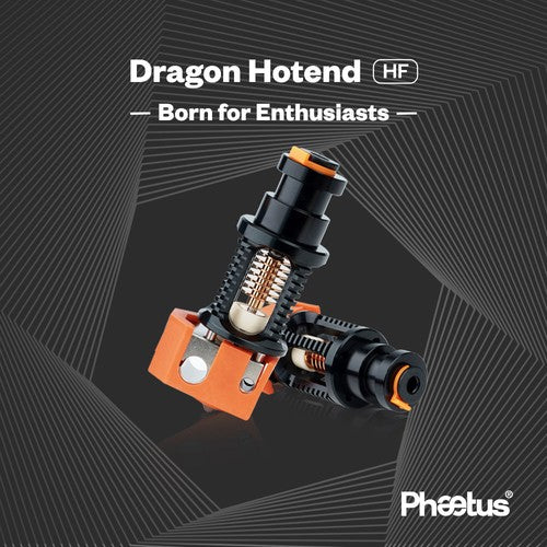 Phaetus Dragon Hotend High Flow Edition, for Prusa/Creality CR-10/Ender 3, 500 Celsius degrees Temperature Resistance, Compatible with All Filaments, PLA, ABS, PETG, TPU, PP, PC, Nylon, PEEK, PEI and Composite Materials, Black