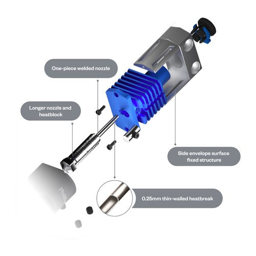 Phaetus Dragonfly HIC HF Hotend, Lengthened Integrated Welding Nozzle, 0.25mm Heat Break, Super Flow Rate, Heat Insulation, Compatible with Creality CR-10/CR-20 series Ender 2 / Ender 3 Ender 3 V2, Ender 3 Pro Ender 5/Ender 5 Plus, Black