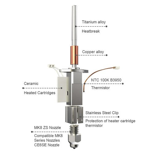 Trianglelab CHCB-OTC Updated Hotend, PT1000 Thermistor, 0.4mm CR6-SE Brass Nozzle, for Creality K1C/K1/K1 MAX (2024 Version)